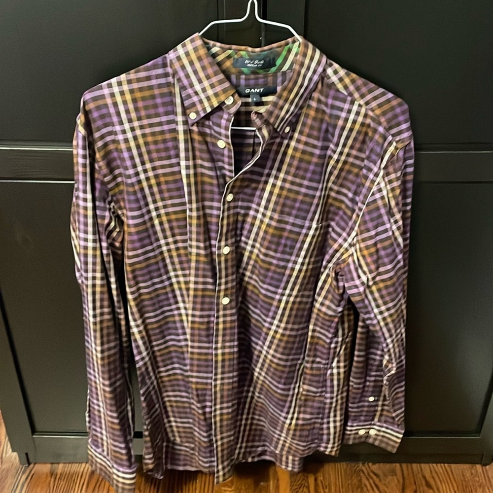 GANT Men's Multicolor Plaid Button-Down Shirt size large